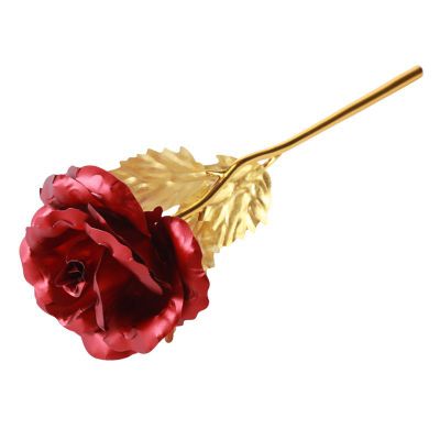 1PCS Gold Foil Plated 24k Golden Rose Lover'S Flower Artificial Flower Birthday Valentine'S Day Wedding Decoration: Red