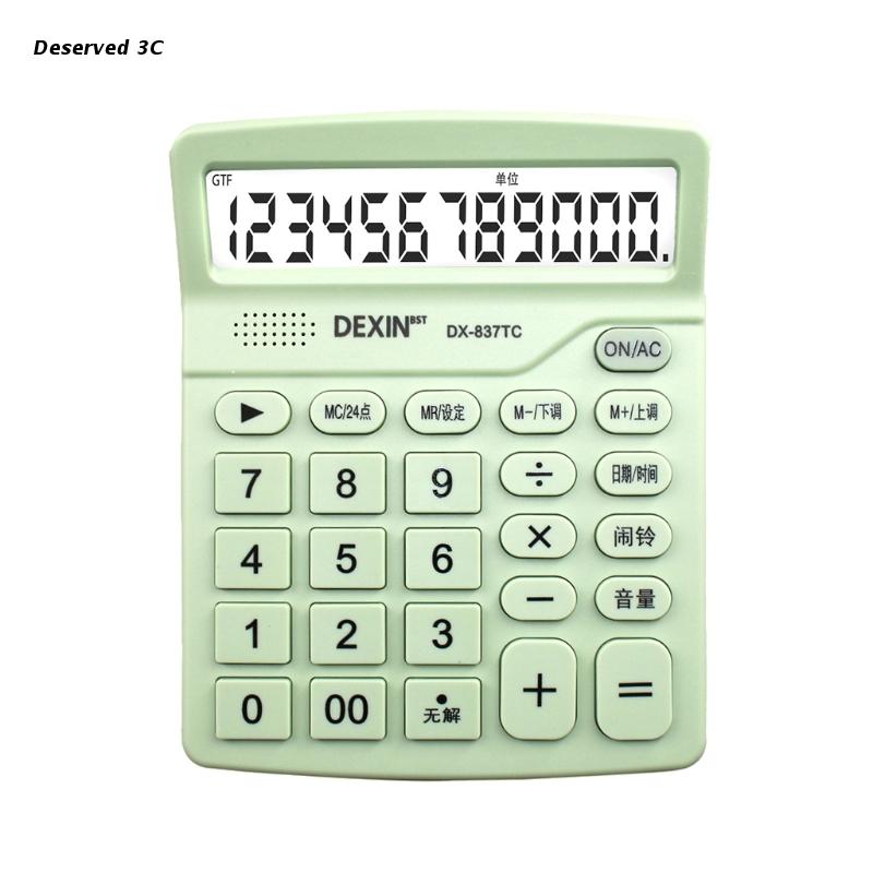LCD Display Screen Desktop Calculator with Battery + Solar Power for Home Office: Green