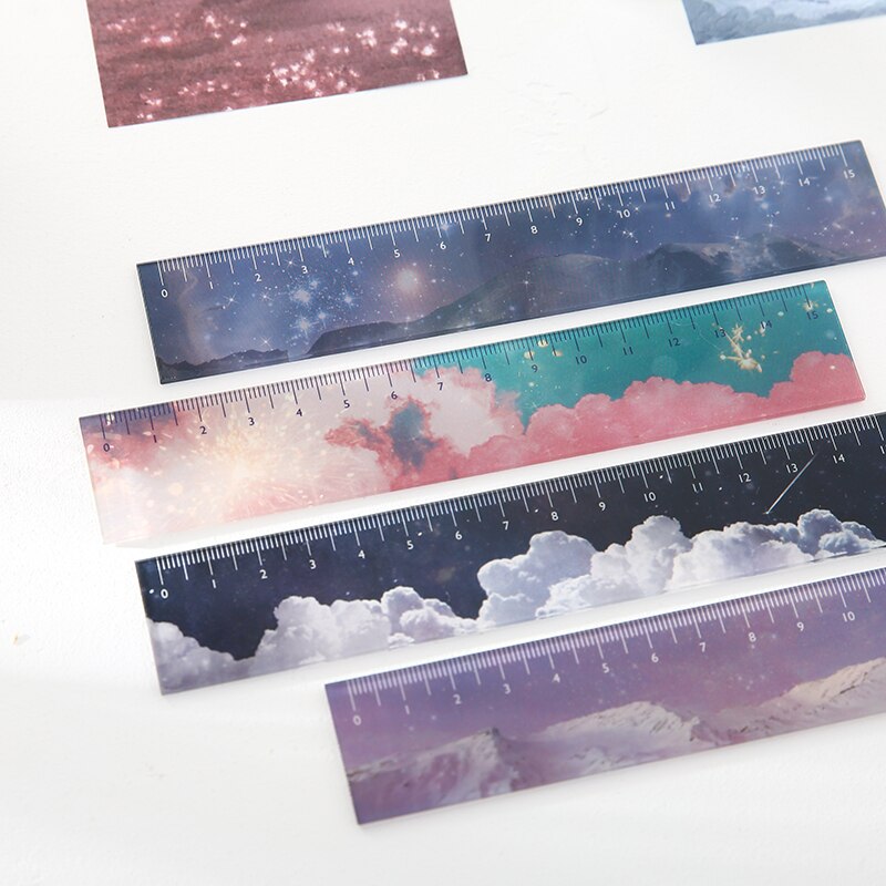 Dimi 15cm Long 4 Designs Ins Acrylic Ruler Drawing Tools Straight Ruler Multifunction Rulers Double-duty School Office Supplies