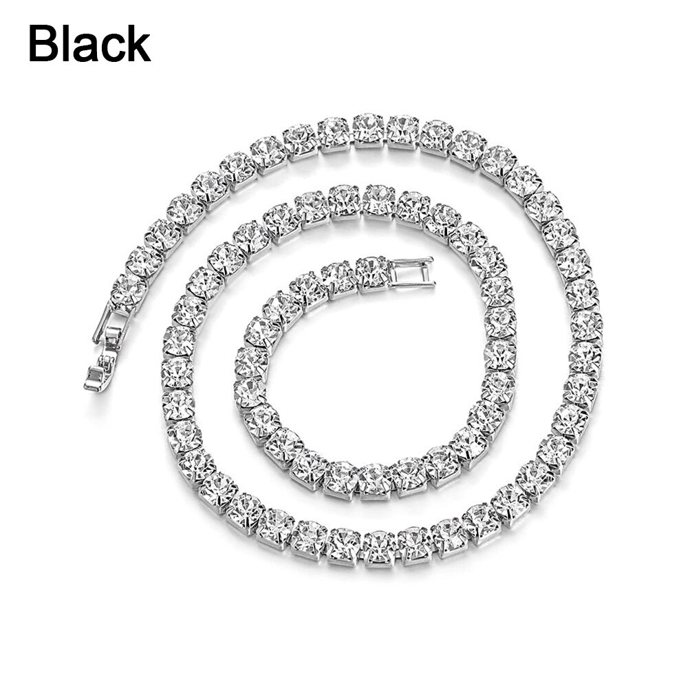 cubano cadena Zircon collar tipo cadena hasta la clavícula CZ diamantes deslumbrantes adorno brillante colgante de de las mujeres joyería de la boda: black