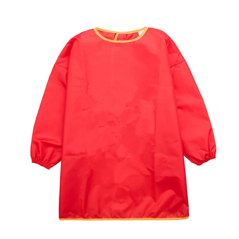 Delantal impermeable de manga larga para niños, arte escolar, pintura artesanal, cocina, cocinero, bebé, niña, alimentación, bata, dibujo DIY: M / Rojo
