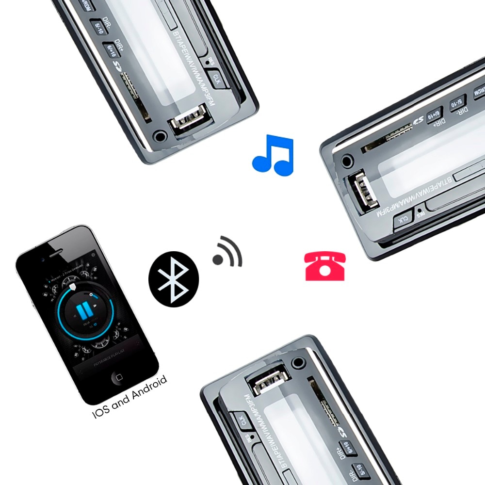 Autoradio 1 Din Auto Radio Bluetooth 12V Car Audio Speler Mp3 60Wx4 Fm Radio Muziek Usb/Sd Met in Dash Aux Input