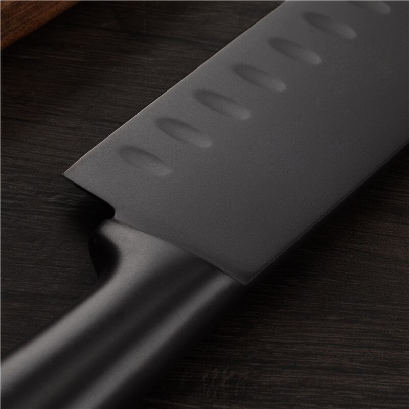 6pcs Stainless Steel Kitchen Chef Black Knives Set Chef Slicing Santoku Utility Paring Knives Meat Fruit Kitchen Accessories