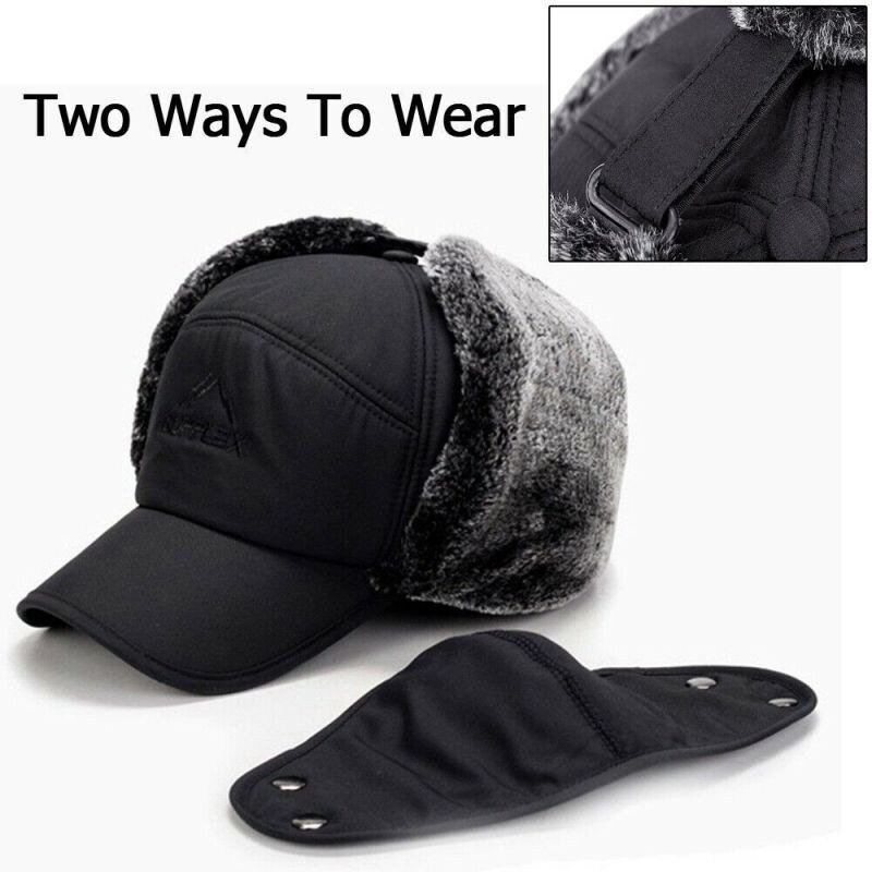 Men Winter Aviator Bomber Hat Trooper Ear Flap Snow Ski Elmer Fudd Mask Hood Cap