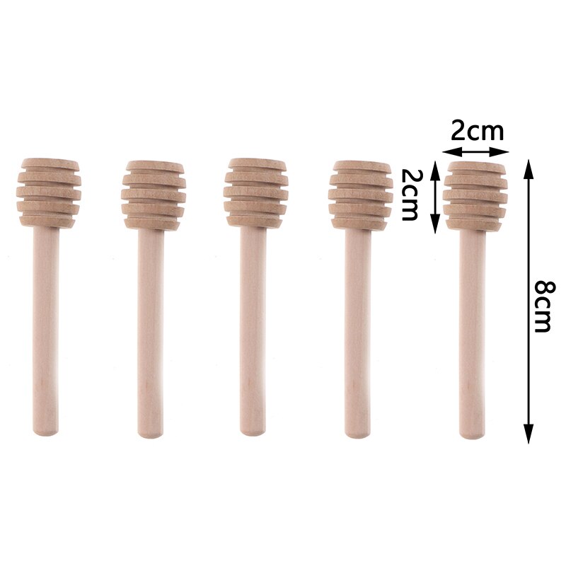 5 stuks mini houten honinglepel, honing roerstaafje voor honingpot, milieuvriendelijke lange steel mengstaaf, dessertgereedschap: Bruin
