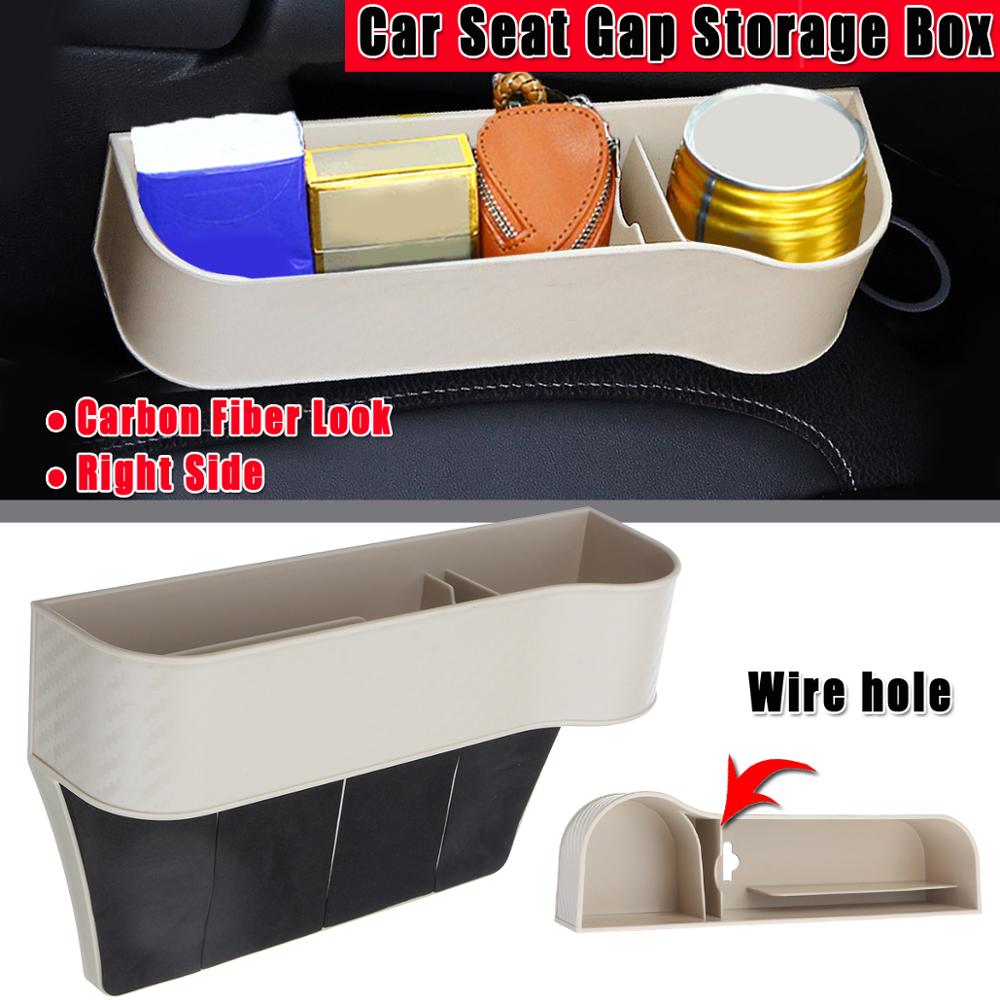 Left / Right Car Seat Crevice Gaps Storage Box ABS Plastic Auto Drink for Pockets Organizers Stowing Tidying Universal: 1pc RH Carbon Beige