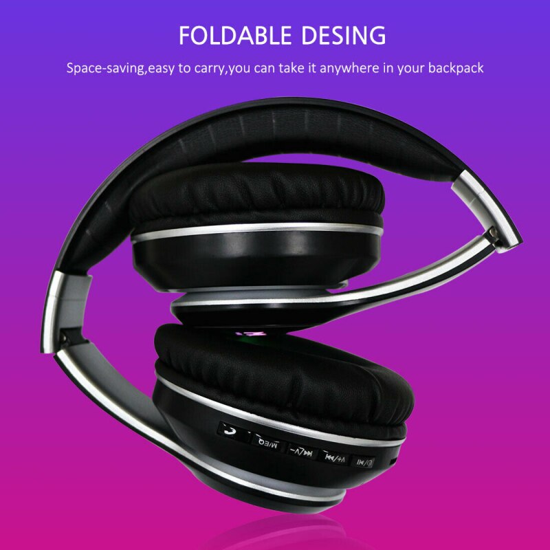 Bluetooth 5.0 Headphones - Over-Ear Wireless with LED Light & Mic - Noise Cancelling for Sport, Gaming