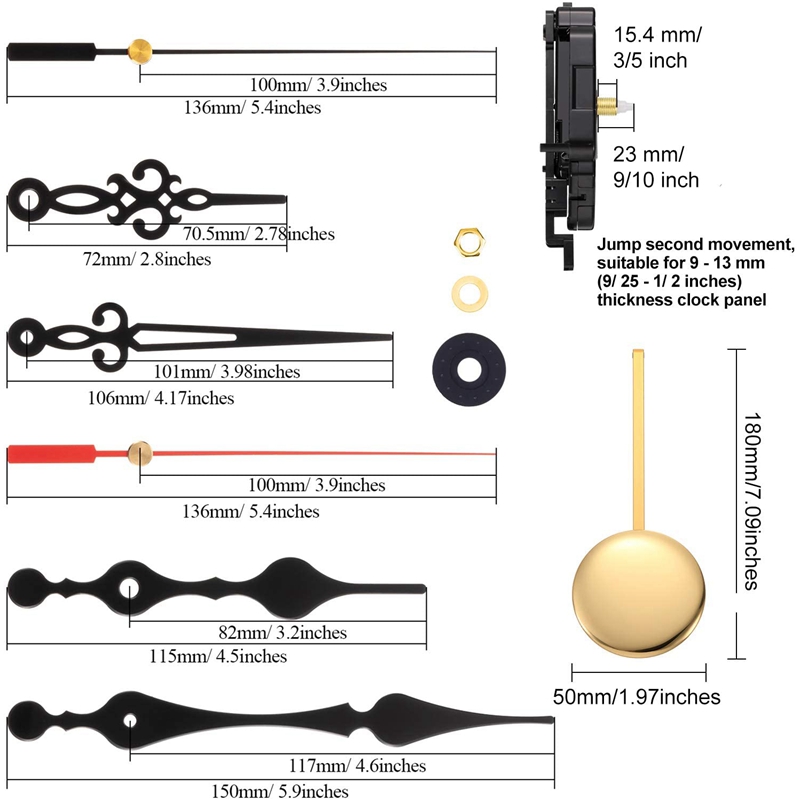 Quartz Slingeruurwerk Beweging Mechanism Diy Reparatie Onderdelen Vervanging Met 2 Paar Handen, Slinger Voor Diy Klok Reparatie