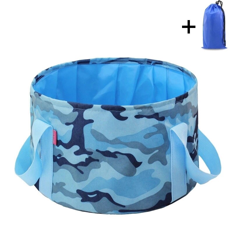 GOALONE 15L Inklapbare Voet Wastafel Draagbare Duurzaam Camping Water Emmer Opvouwbare Reizen Voetbad Wastafel met Draagtas: Blauw