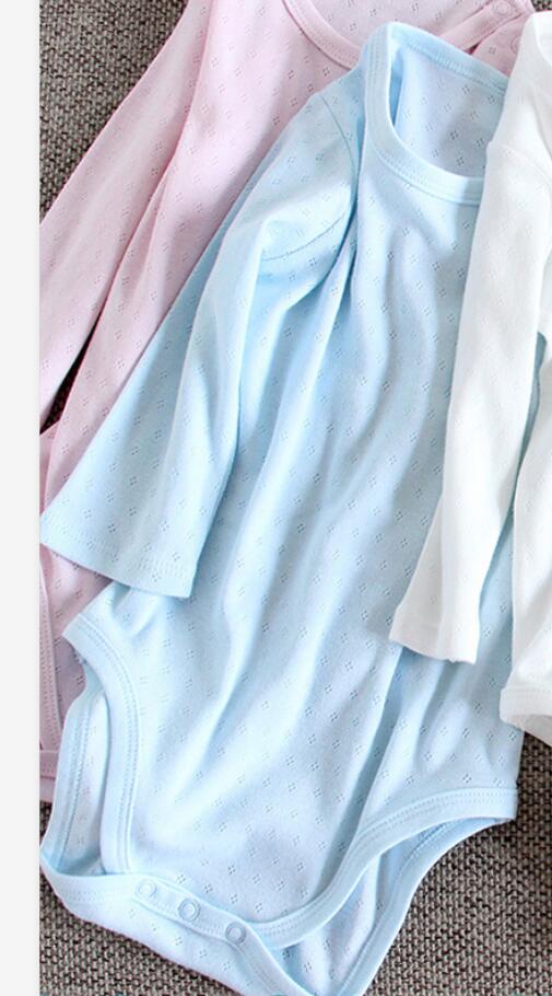 Baby bodysuit lange mouwen babyjongens meisjes kinderkleding babykleding kinderkleding 100%  katoenen overalls effen overalls: 1 pc lichtblauw / 24m