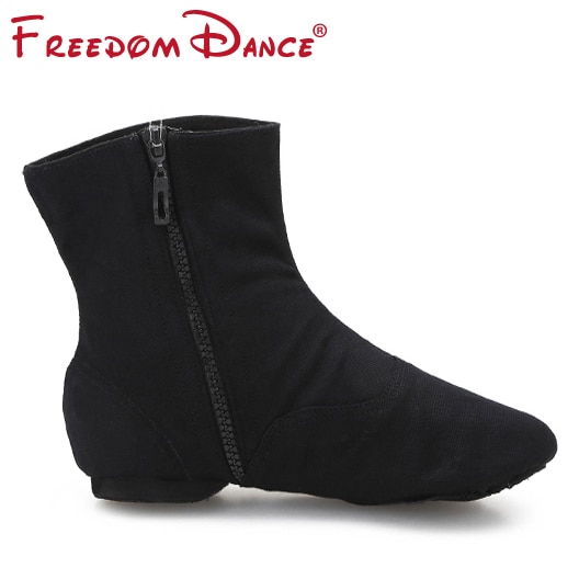 ¡Novedad de ! Zapatillas de Ballet de Zapatos de Baile de Jazz con cremallera para mujer, zapatillas de Entrenamiento de interior negras de tela de para niñas