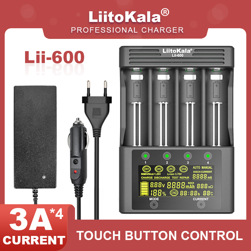 Liitokala Lii-500 Lii-600 3.7V 18650 18350 18500 16340 17500 26650 1.2V AA AAA NiMH Detection Capacity Lithium Battery Charger