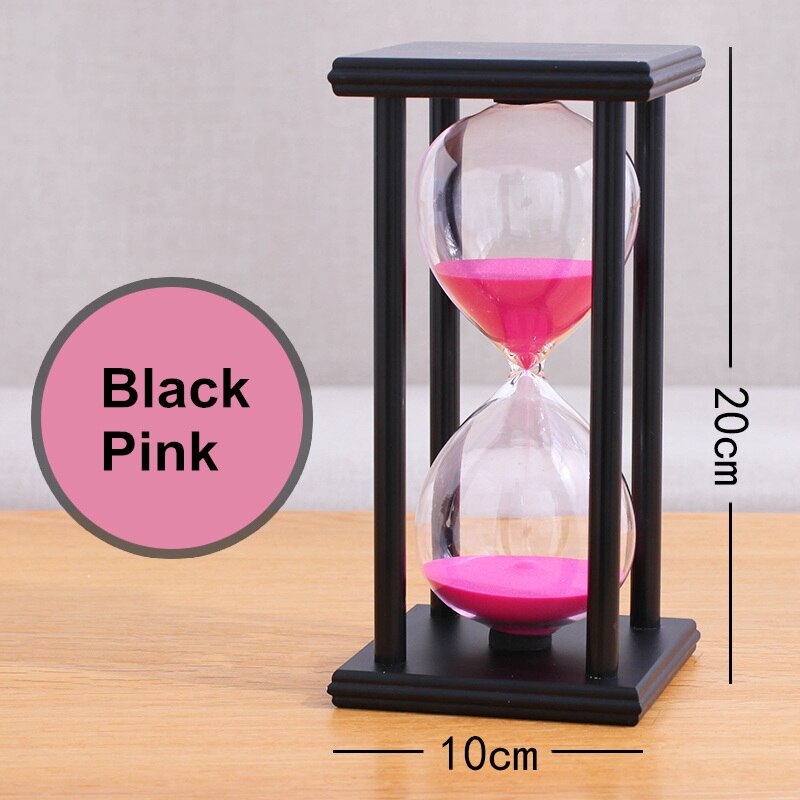 Timeglas 60 minutter sand ur ur en times timer træ timing ur boligindretning moderne dekoracion hogar moderno sl -4z: Sort lyserød