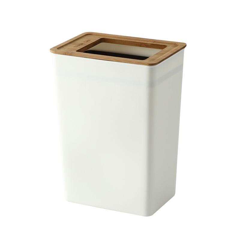 Minimalista cubos de basura práctica contenedor de residuos de madera tapa residuos cesto cocina baño cesta para basura con tapa de madera: 26cm high