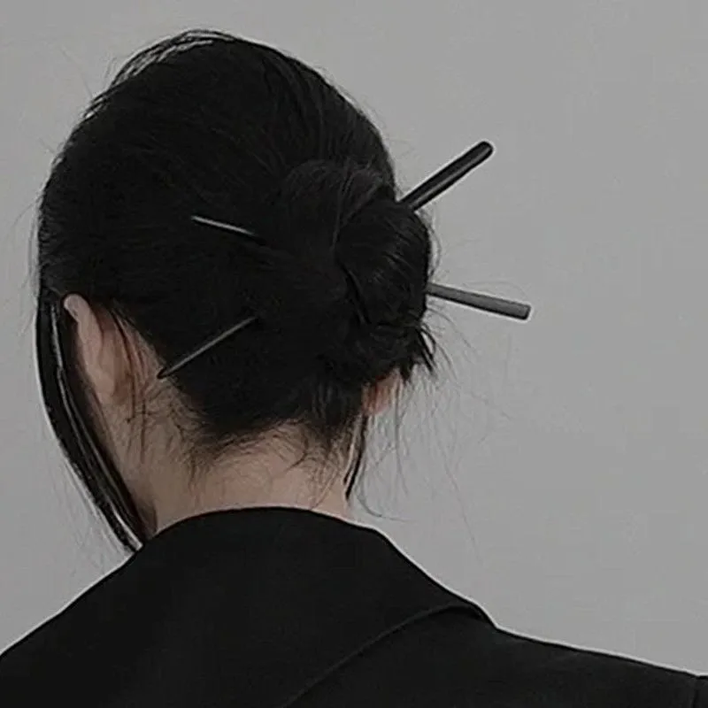 1/10pcs Black Wooden Hair Sticks Scrunchie Pack for Women Hair Styling Bridal Hair Bun Claws Pins Hairbands Ponytail Holders