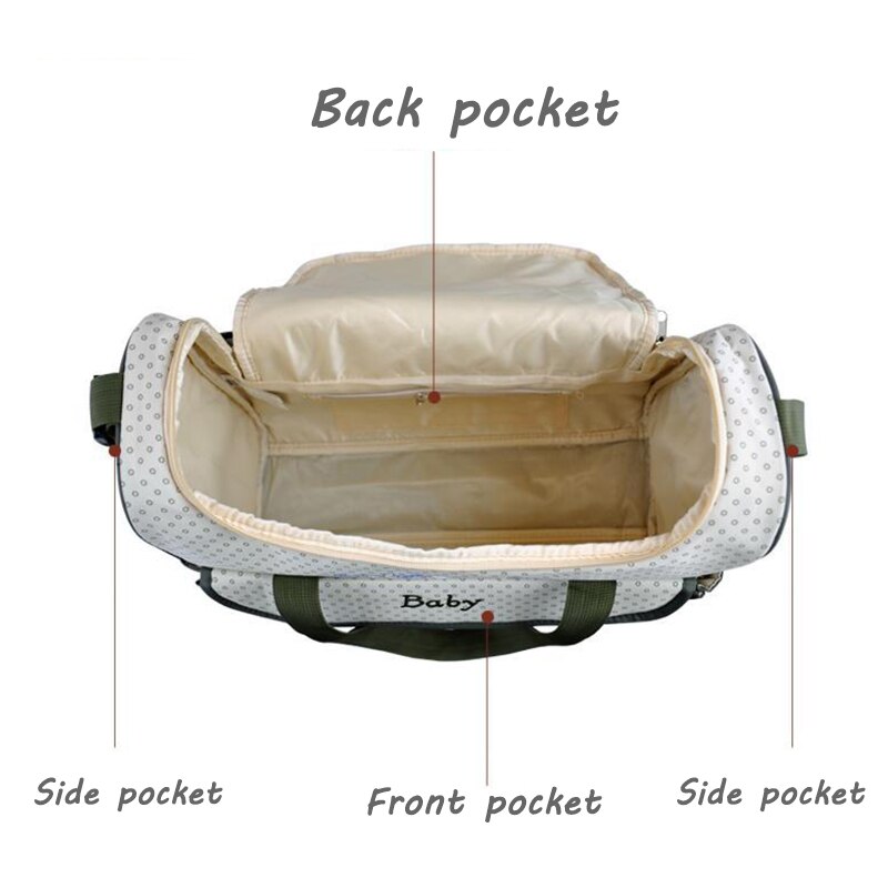 Baby Diaper Bag 5 Pcs Suits for Mom Baby Bottle Holder Mother Mummy Stroller Maternity Nappy Bags Sets Multifunction