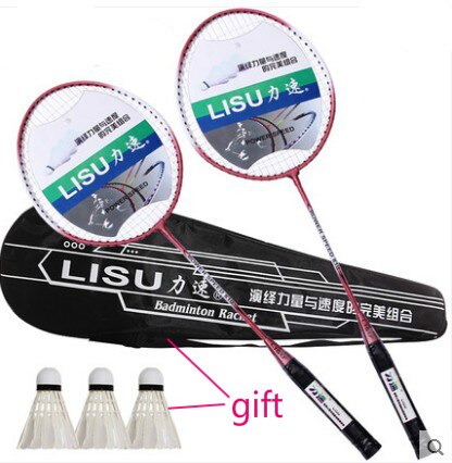 Super licht Badminton schläger doppel schläger 2 stück familie liebhaber Super stahl schläger Schläger einstellen battledore taschen Badminton: rot