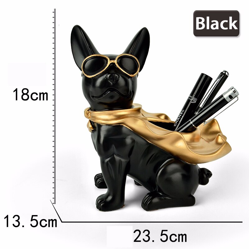 Nordic modern pen holder Cute resin office desk accessories organizer Stationery kawaii Pen Container holder pencils: Black Dog