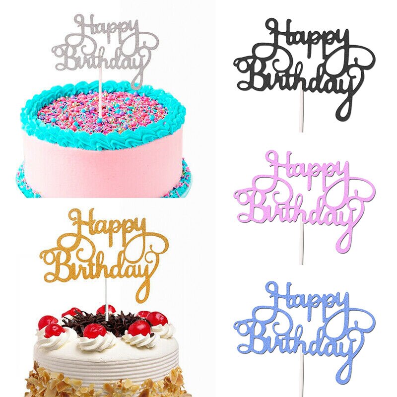 Happy Birthday Cake Topper Acrylic Letter Cake Toppers Party Supplies Happy Birthday Black Cake Decorations DIY