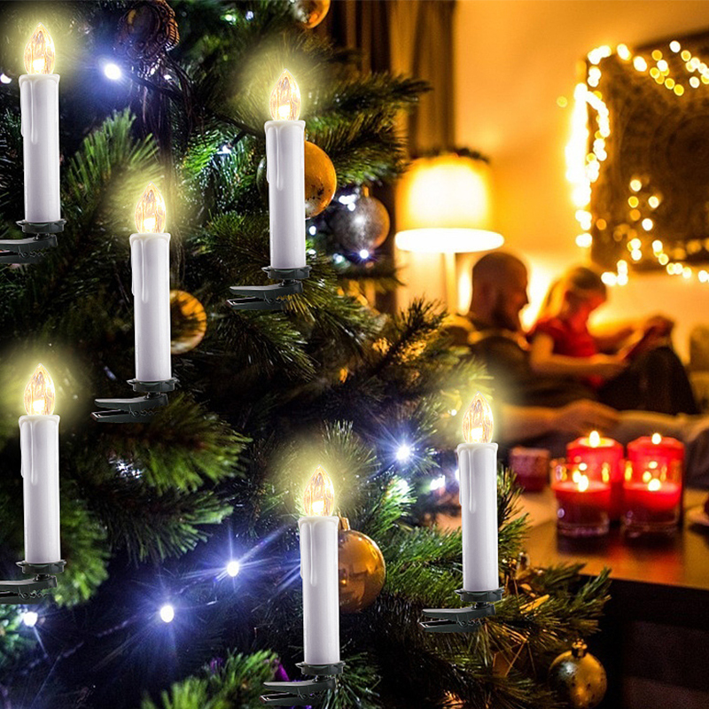 Tree Decoration LED Candles Lights with Remote Control Taper Candles Led Flameless for Years Christmas Party Wedding