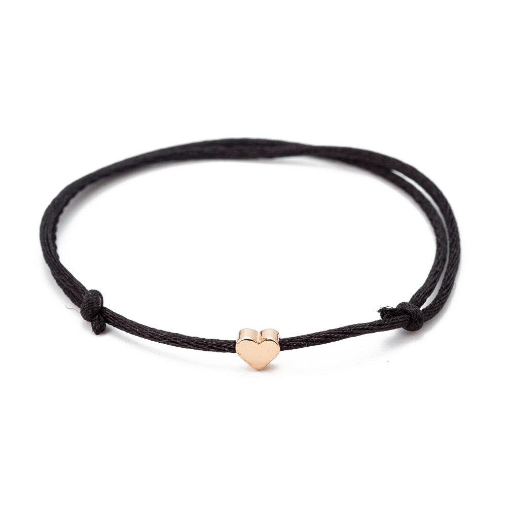 couleur or rouge coeur fil chaîne Bracelet pour femmes hommes à la main corde bijoux directe: black