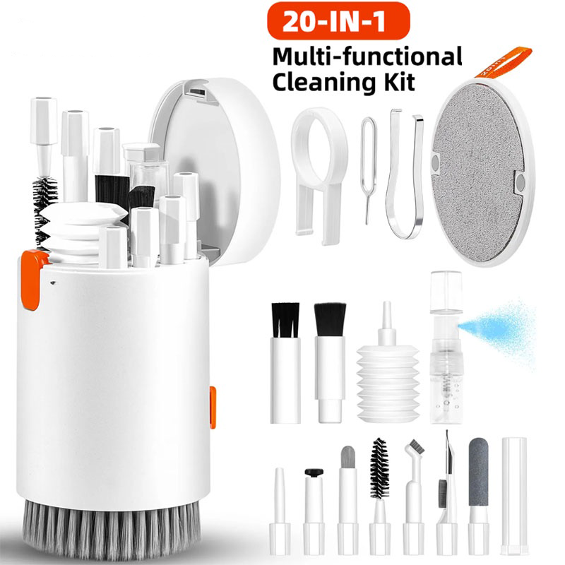 20-in-1-Reinigungsset, Computer-Tastatur-Reinigungsbürste, Kopfhörer, Reinigungsstift, Bildschirmreinigungswerkzeuge, Tastenkappen-Abzieher, multifunktionales Set