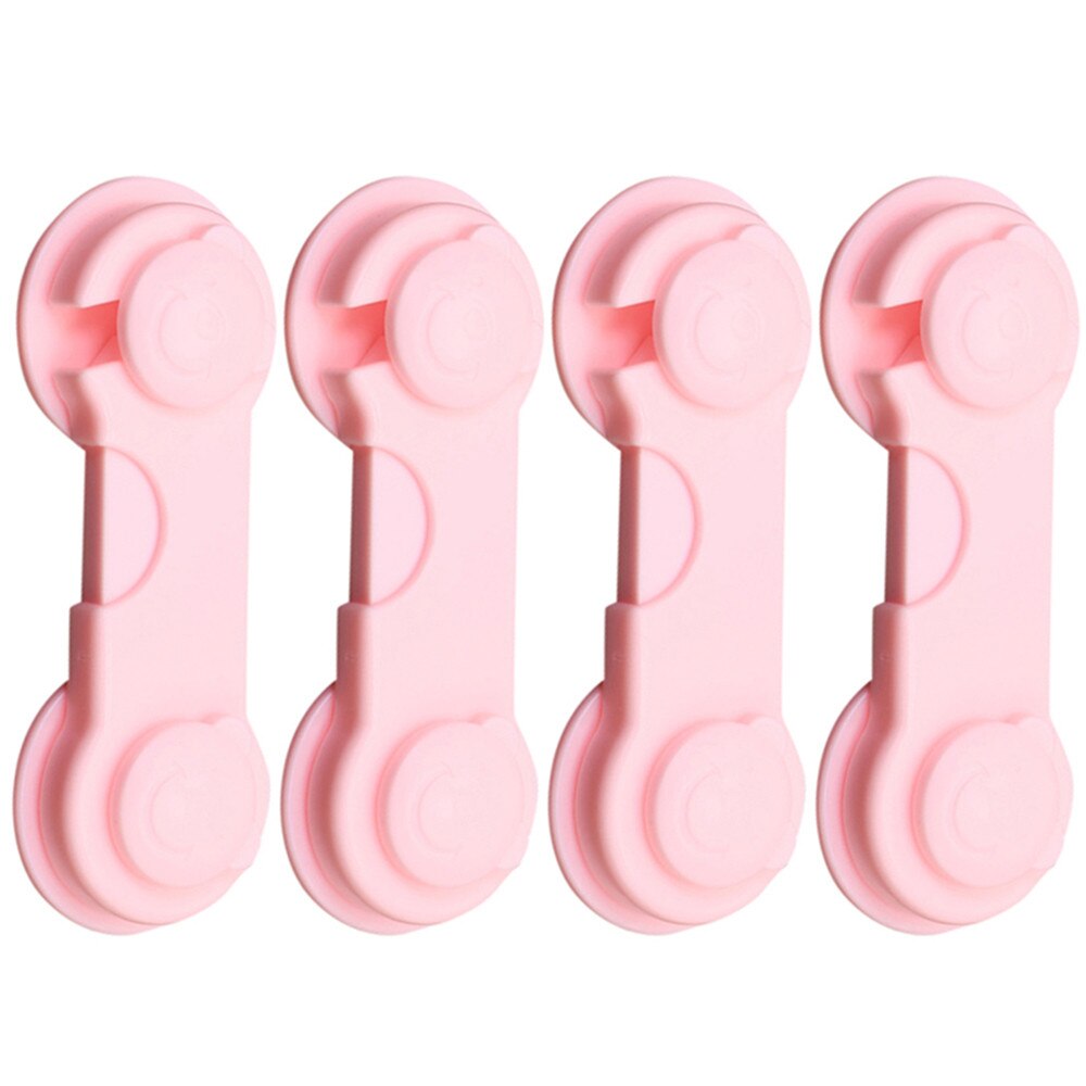 4pcs/lot Multi-function Child Baby Safety Lock Security Drawer Cupboard Cabinet Door Wardrobe Fridge Lock Protector Baby Care: Pink 