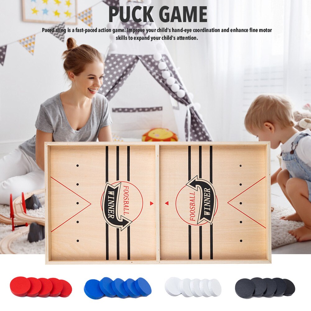 Puck Game Snelle Sling Houten Duurzaam Air Hockey Bordspel Speelgoed Ouder-kind Interactief Spel Schaken Prop