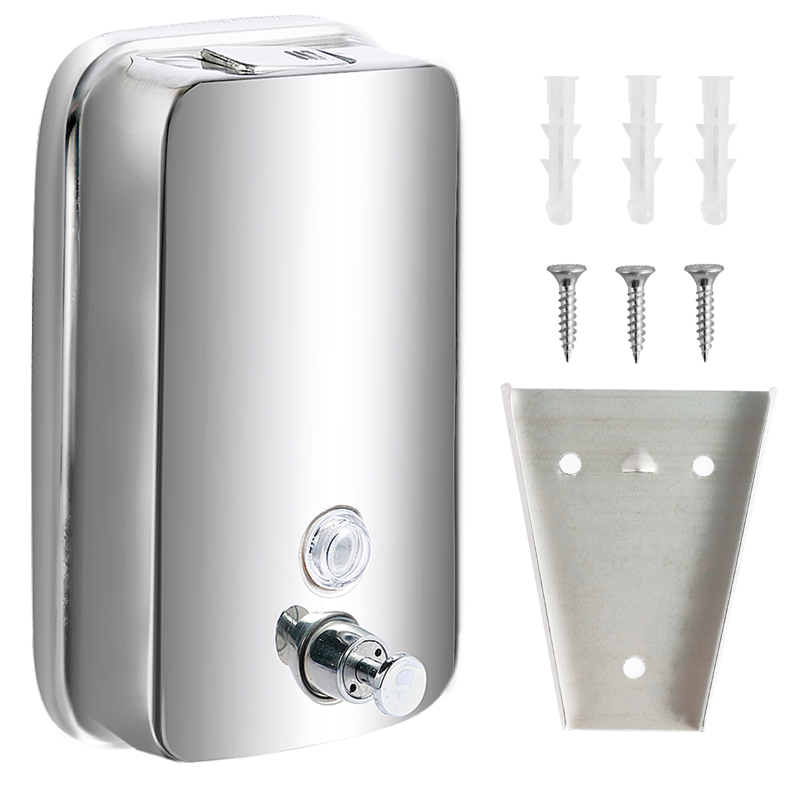 850ML/1050ML Soap Dispenser Stainless steel Wall Mount Bathroom Liquid Soap Detergent Shower Gel Storage Bottle Toilet Kitchen: WHITE