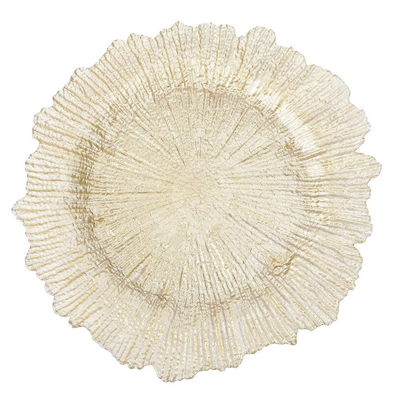 ! Glass Plates Dining Table Plate Snack Plate Platter Snack Dish Fruit Tray Wedding Reception Decoration Gold: Default Title