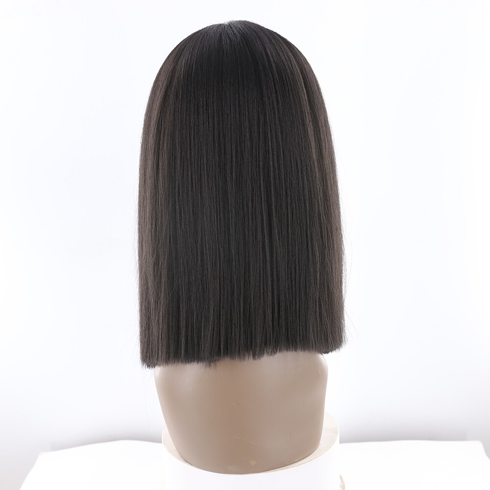 SOKU peluca con malla frontal sintética recta para mujeres, Color negro, marrón, granate, peluca de pelo de encaje, fibra resistente al calor con pelo de bebé