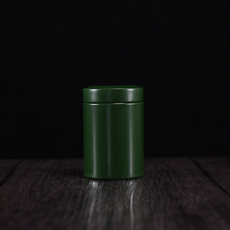 50g Round Sealed Metal Tea Can Coffee Spice Tea Container Outdoor Portable Universal Packaging Empty Tin Box: Dark green
