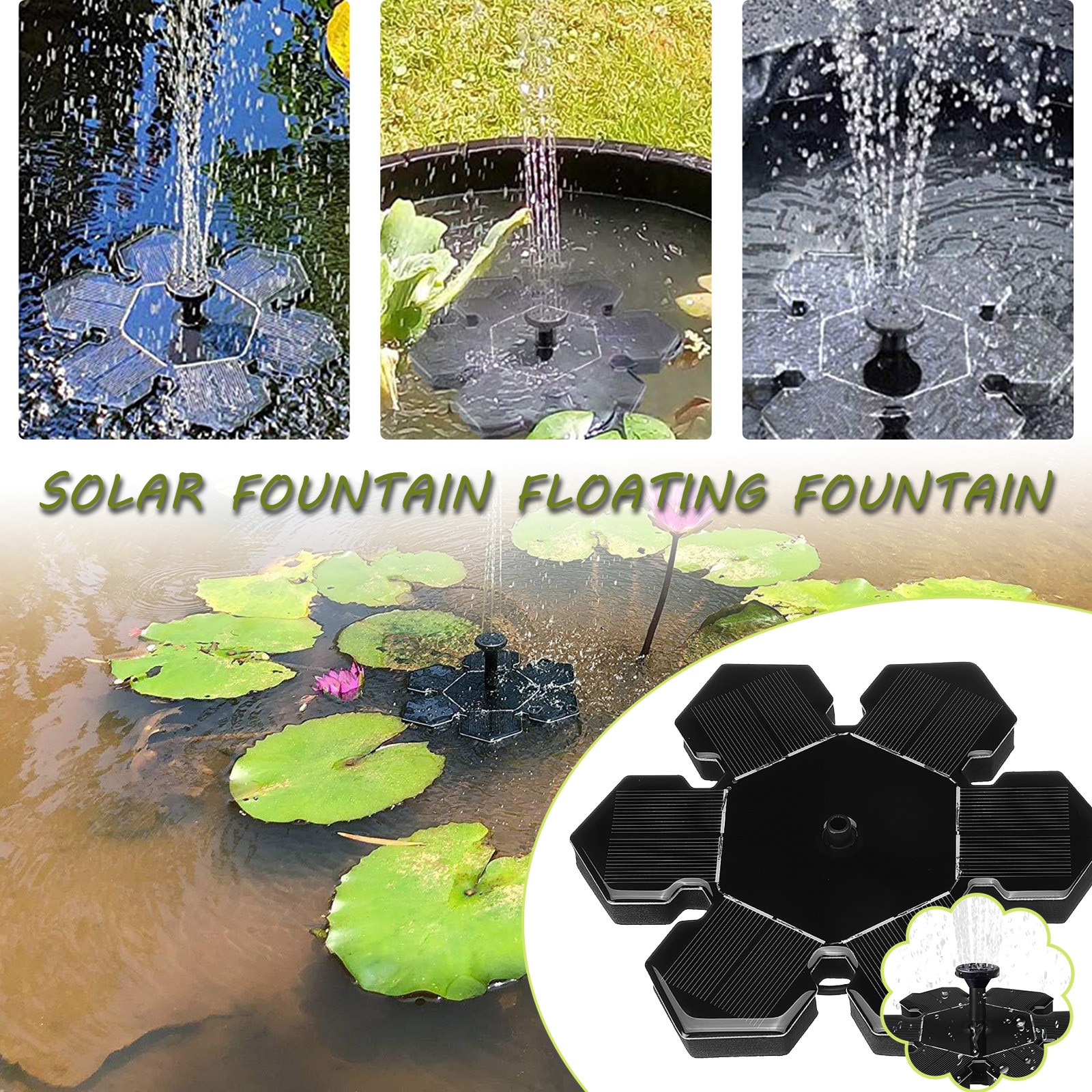 Solar Powered Fountain Solar Panel Water Floating Fountain Garden Decoration Water Pump-for Bird Bath Pond Garden Decoration