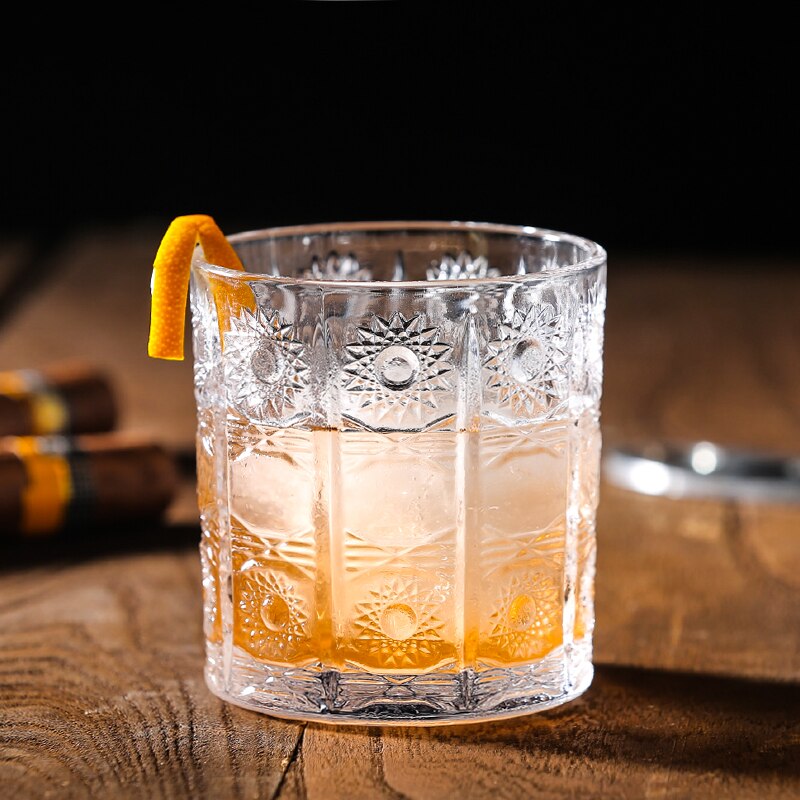 Retro præget cocktailglas vin brandy whisky glas te mælk kaffekrus hjemme bar kontor drikkeglas drikkevarer: 290ml