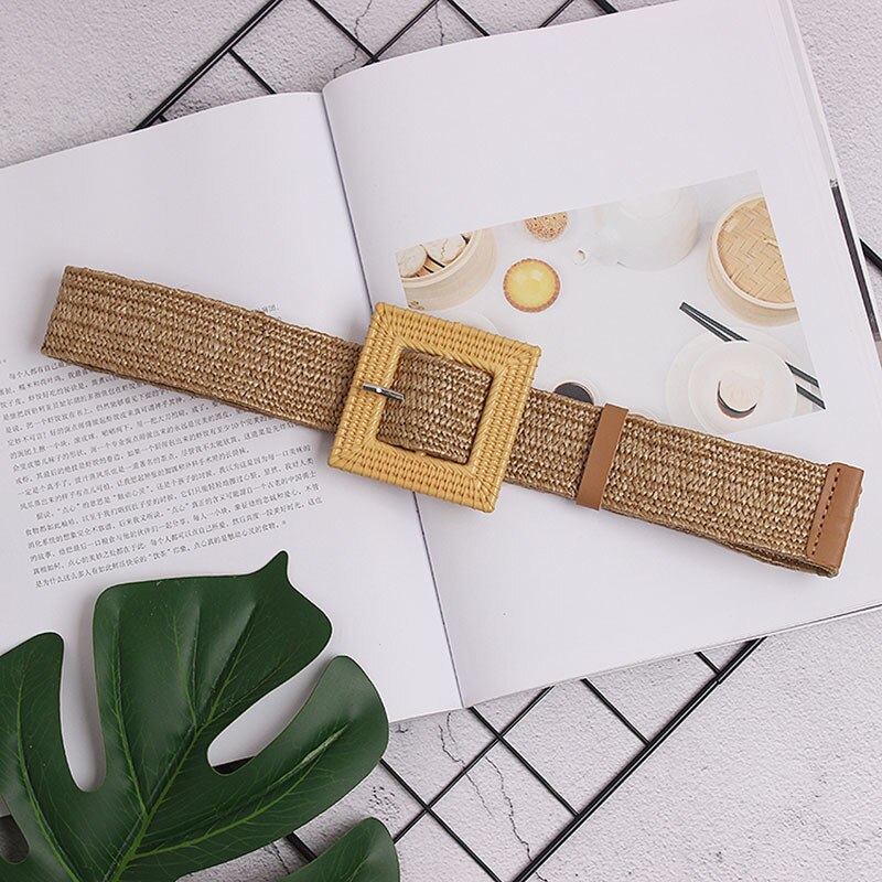 Twotwinstyle zomer hoge taille slanke riem voor vrouwen gestreepte riemen dames jurken accessoires tij: Khaki
