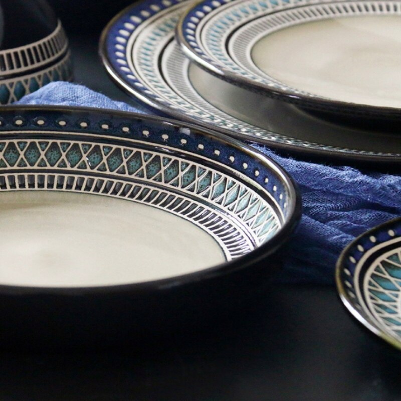 Cartoon Dinner Plate Set Ceramic Kitchen Plate Breakfast Tableware Set Food Dishes Rice Salad Noodles Bowl Soup Cup Kitchen