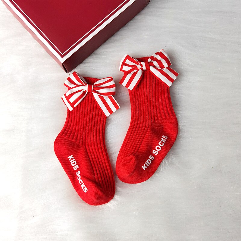neue Frühjahr Baby socken freundlicher Bogen-knoten Socken Herbst Baby Mädchen Socken Kleinkind Kleinkind nicht-Unterhose Boden socken: 4 / XS 0-6Monate