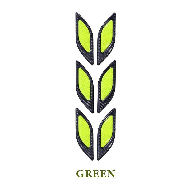 Bande réfléchissante 3D Anti-Collision pour voiture | 2 pièces, bandes Anti-Collision en Fiber de carbone, bande d'avertissement de sécurité, autocollants réfléchissants pour décor: Style C Green