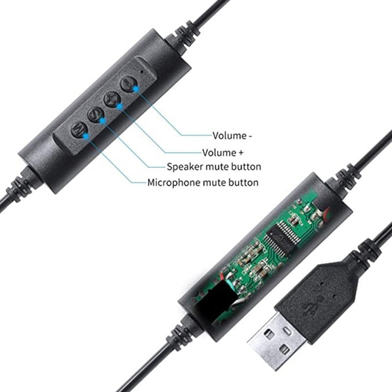 USB Headset with Microphone Computer Headphone Lightweight Calling Center Wired Headset for PC/Laptop/Computer T21A