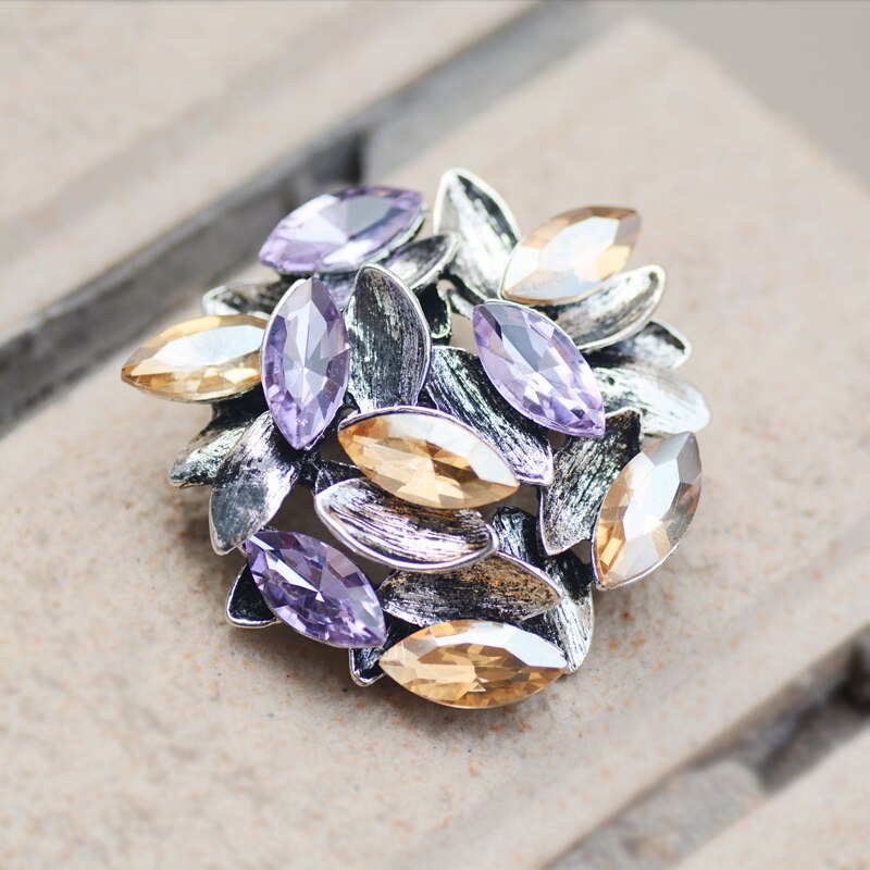 Morkopela Luxe Kristal Bloem Broche Vrouwen Mode Banket Pins En Broches Metalen Grote Broche Pin Sieraden Voor Vrouwen
