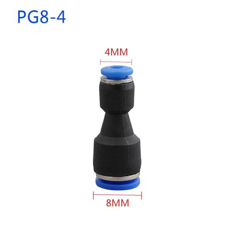 1PCS Pneumatic Fittings PU/PG 4mm 6mm 8mm Straight Push in Fitting Air Quick Connector Plug Socket Air Water Hose Tube Fittings: PG8-4