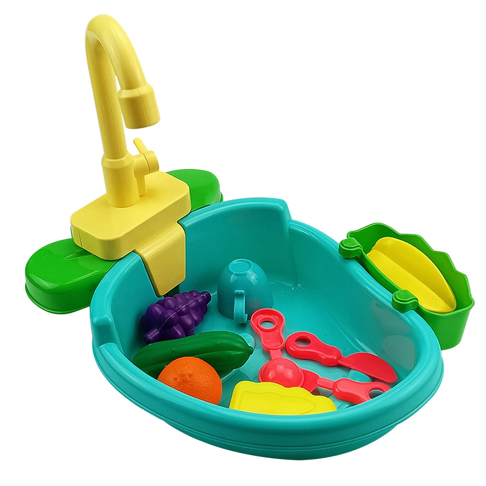 Kitchen Sink Toys with Running Water Playing Kitchen Set Toys Funny Role-playing Simulation Toy Educational for Girls Boys: Green