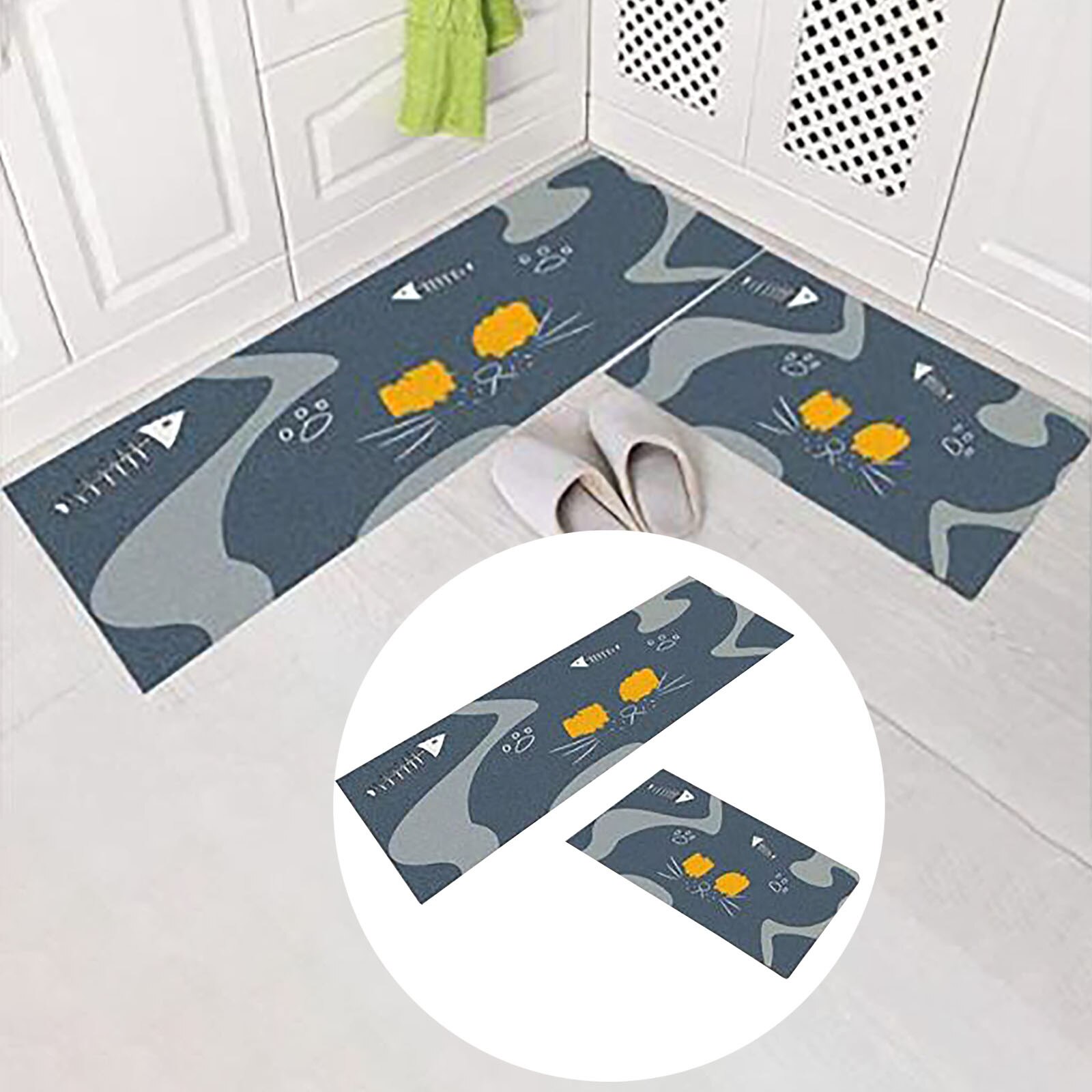 2 Stks/set Gereinigd Antislip Vloermat Olie Absorberende Keuken Tapijt Tapijt Voor Thuis Keuken Keukengerei 40*60 + 40*120Cm