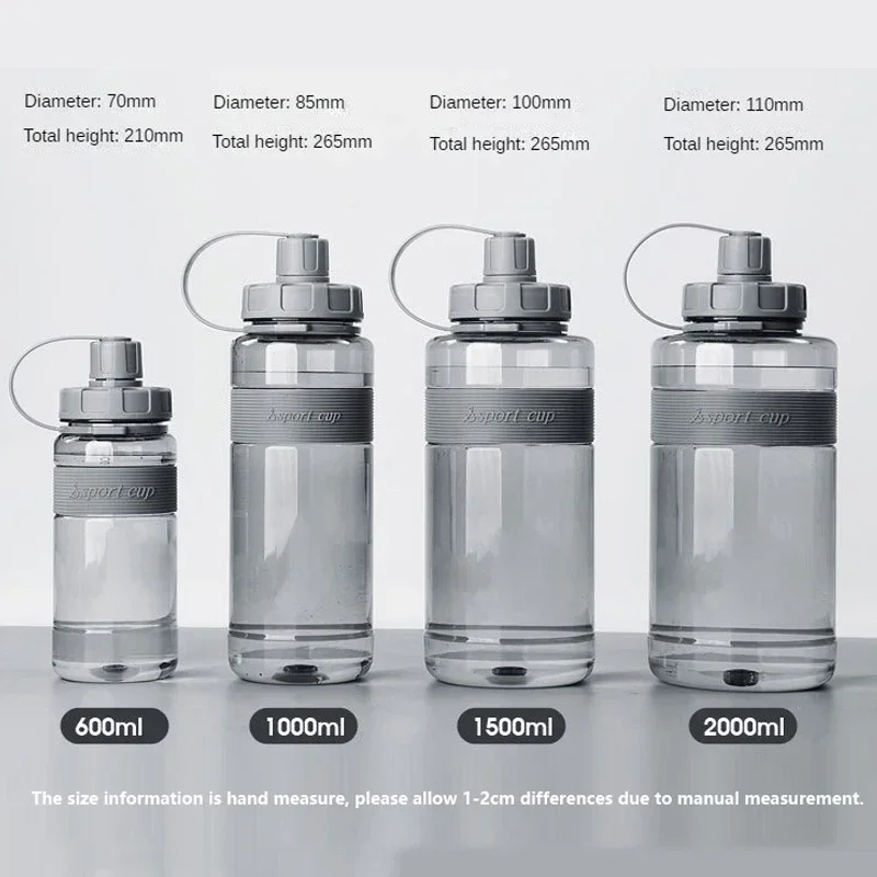 2 liters stor vannflaske med sugerør 2l/1.5l/1l/0.6l butikk drikkeflasker til skolegym, bpa-fri trening: > 1l