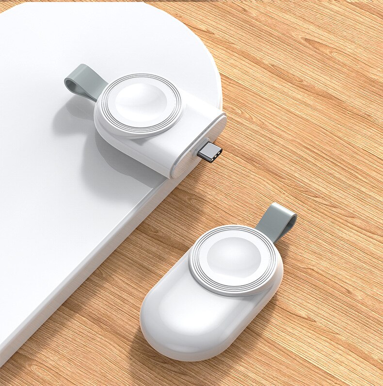 Mini adaptador portátil para Apple IWatch 1, 2, 3, 4, 5, 6, 7 SE, Base de carga rápida para reloj inteligente, cargador inalámbrico tipo C/ USB