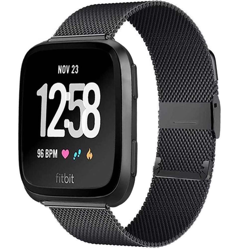 Milanese band for Fitbit Versa/Versa 2/versa Lite Strap Stainless Steel Bracelet Strap smart watch Accessories: black / small size