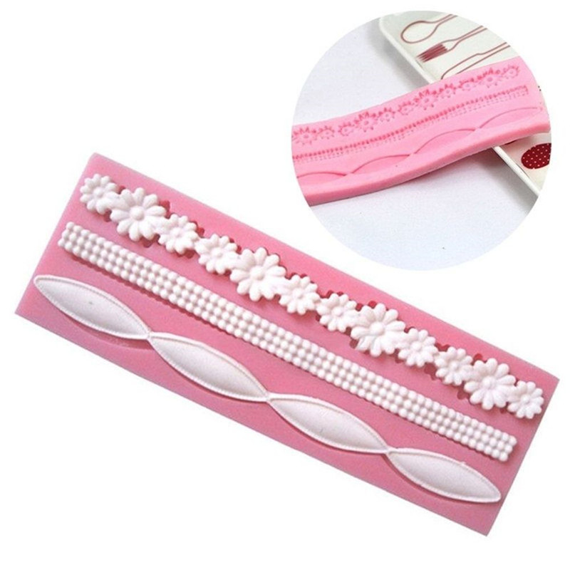 3d spetsar blompärlor kedja silikon fondant form tårta dekorera bakformar sockerpasta fondant bakverk verktyg
