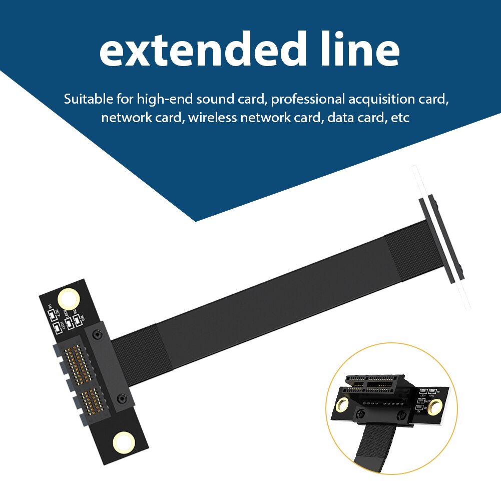 Ribbon Extension Cable Male-to-Female PCI-E3.0 1X Cable for Network Card Extension Cable 8Gbps PCI Express 1x Riser Card Ribbon