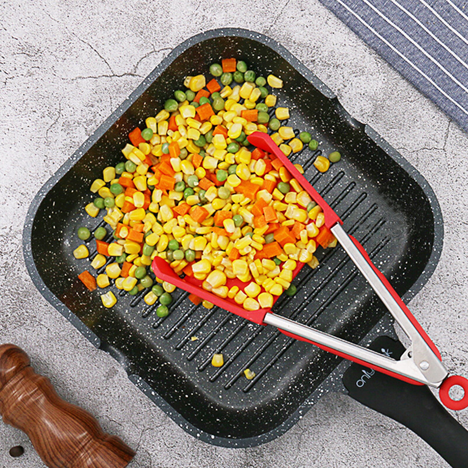 Kitchen Spatula Tongs 2 in 1 Heat Resistant Non-Stick Food Tongs for Frying Cooking Barbecue