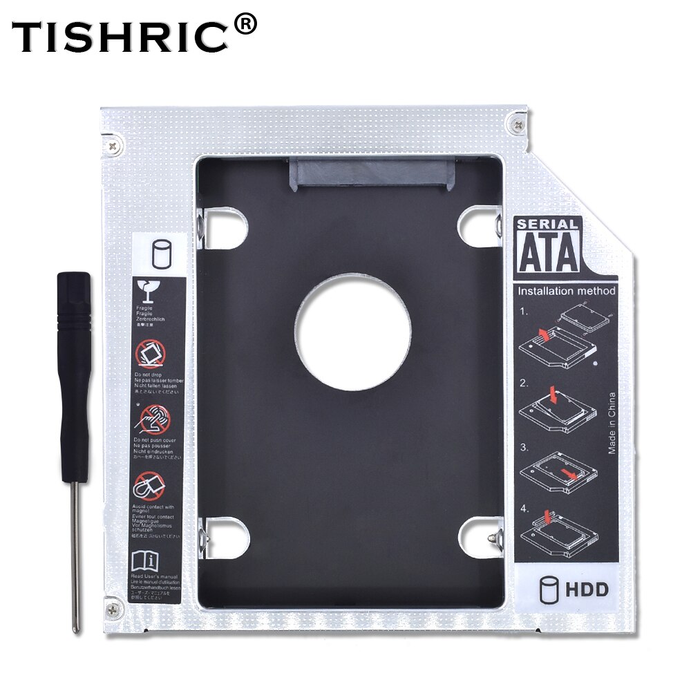 TISHRIC Aluminum 12.7mm IDE HDD Caddy Optibay 2.5 Inch Hard Drive Case Enclosure For Laptop DVD-ROM ODD: Default Title